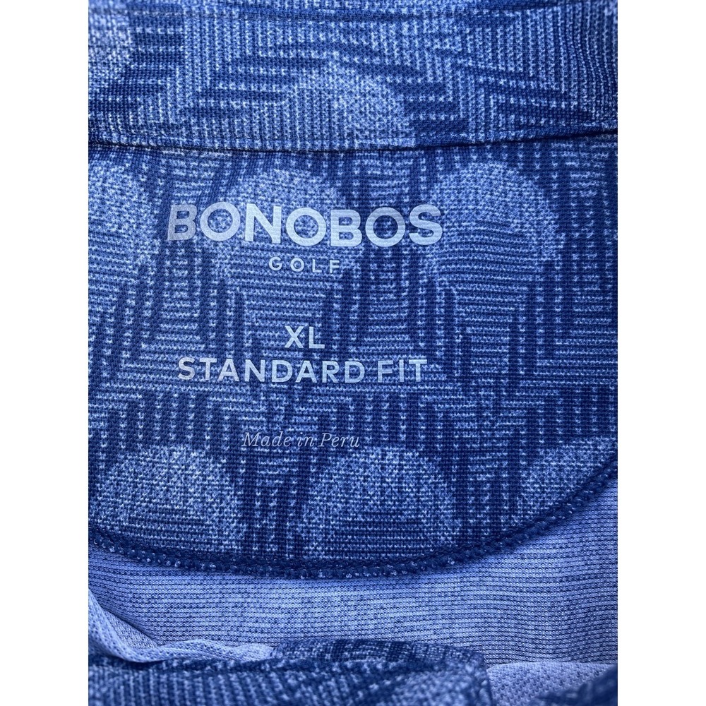 BONOBOS Men Polo Shirt XL Blue GOLF FLATIRON Standard Fit Jacquard Performance - Picture 5 of 12